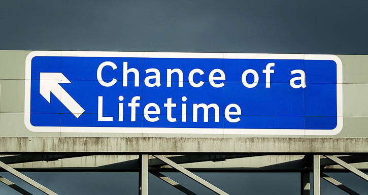 M1 motorway sign saying Chance of a Lifetime